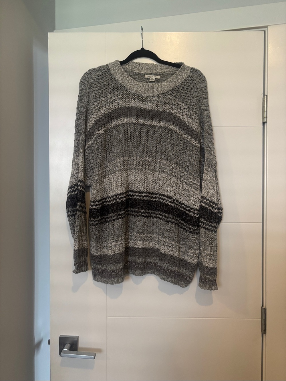 American Eagle Cozy Gray Striped Knit Sweater